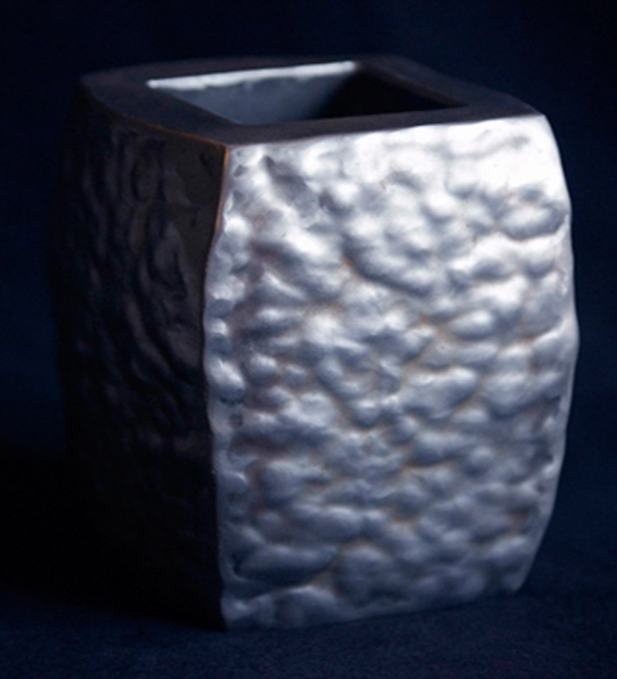 metal square hammered vase